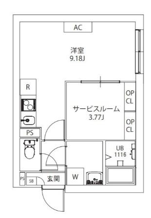 AXIA M-CITY武蔵小山(ワンルーム/1階)の間取り写真