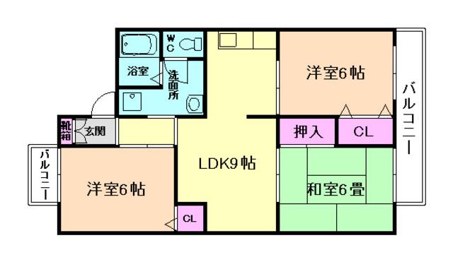 サニーハウス(3LDK/1階)の間取り写真
