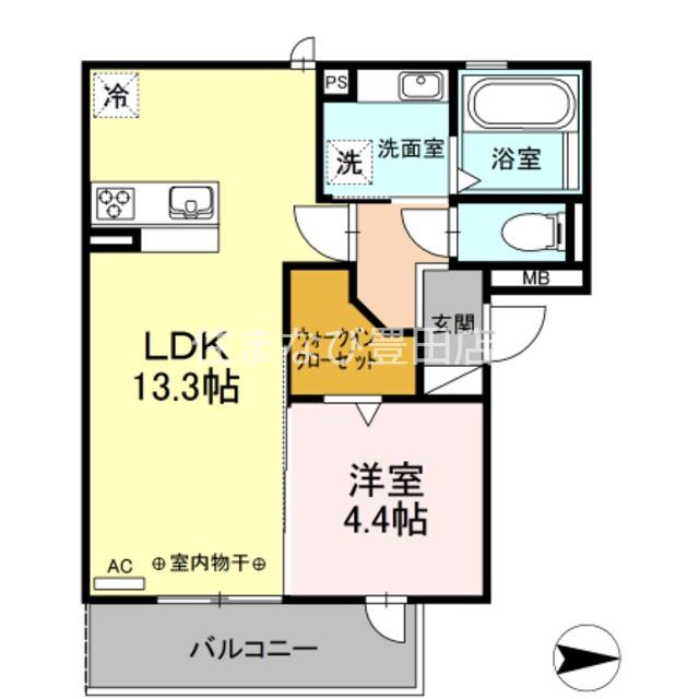 ファミールカルミア(1LDK/3階)の間取り写真