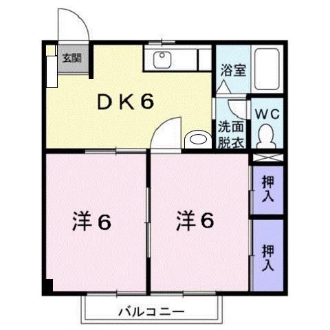 ヌ-ベル ケイA(2DK/1階)の間取り写真