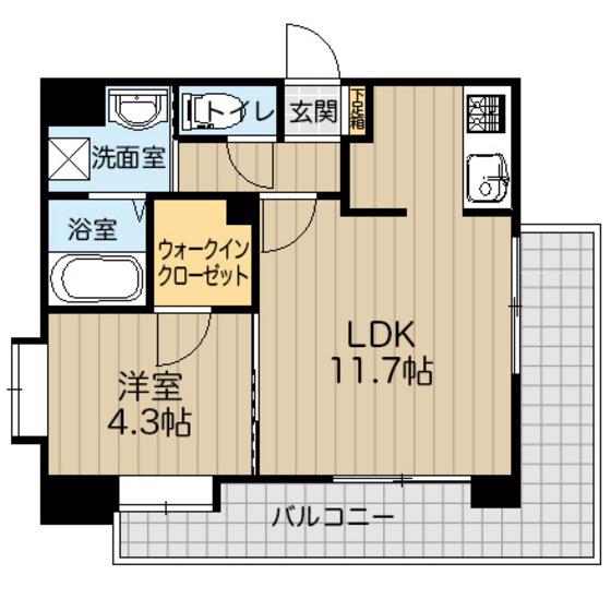 NEXUS水前寺(1LDK/9階)の間取り写真