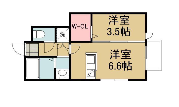 アンセル長町A(1DK/1階)の間取り写真
