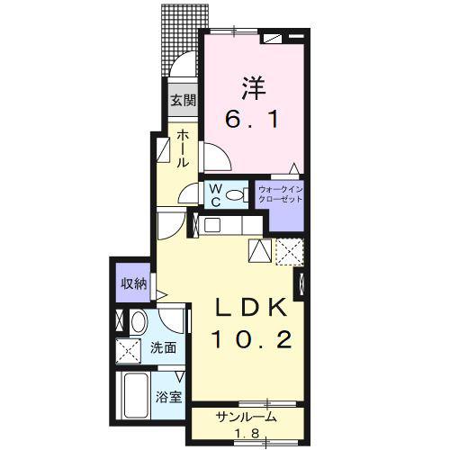 プラシード(1LDK/1階)の間取り写真