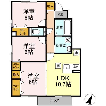 ブランハウス A(3LDK/1階)の間取り写真
