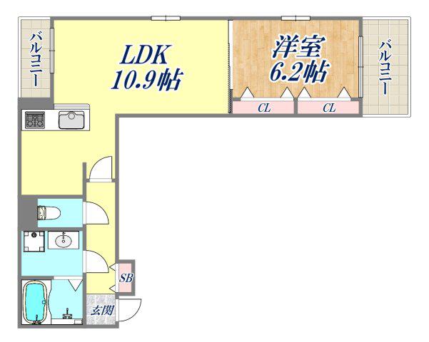 エクラ宝塚(1LDK/1階)の間取り写真
