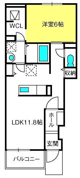 ローレンシアII(1LDK/1階)の間取り写真