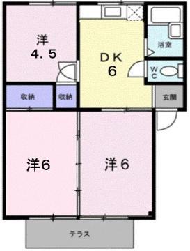 シティハイツエレガントC(3DK/1階)の間取り写真