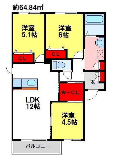 シュトラール(3LDK/2階)の間取り写真