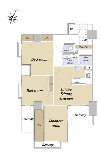 フォルザ住吉N棟(3LDK/10階)の間取り写真