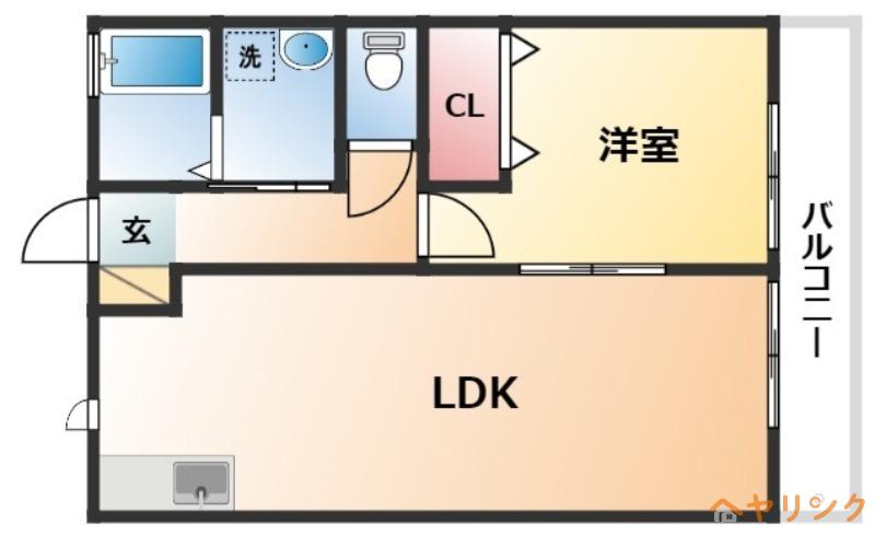 ホワイトコート花の木 B棟(1LDK/2階)の間取り写真