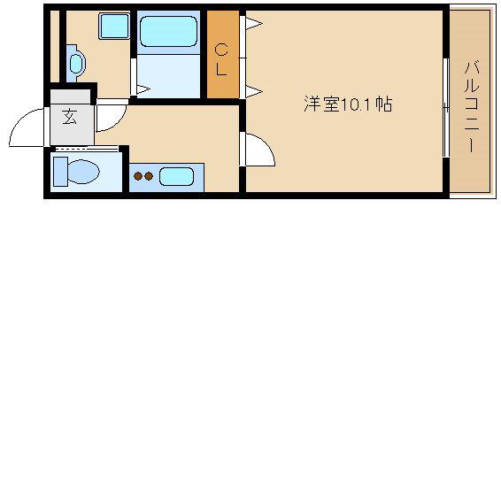 SHIKOKU Ⅷ(1K/2階)の間取り写真