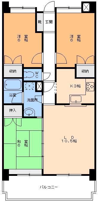 味酒直貴ビル(3LDK/3階)の間取り写真