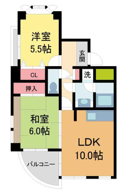 ハイム篠(2LDK/3階)の間取り写真