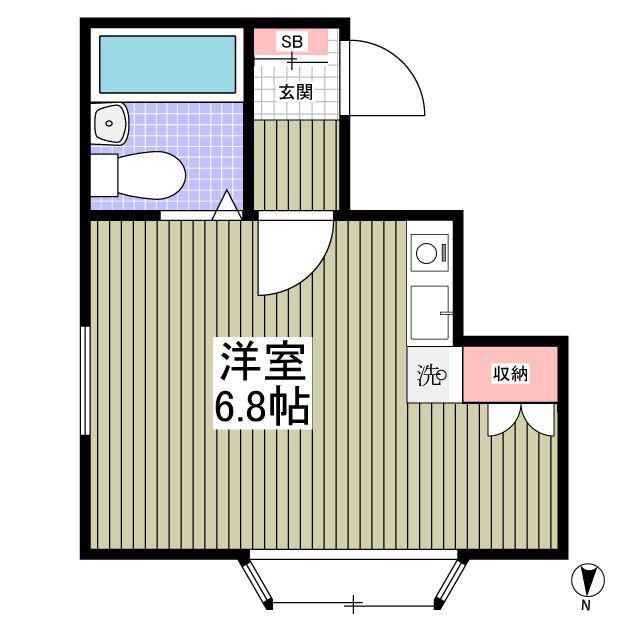 ベルピア飯能第2(ワンルーム/2階)の間取り写真