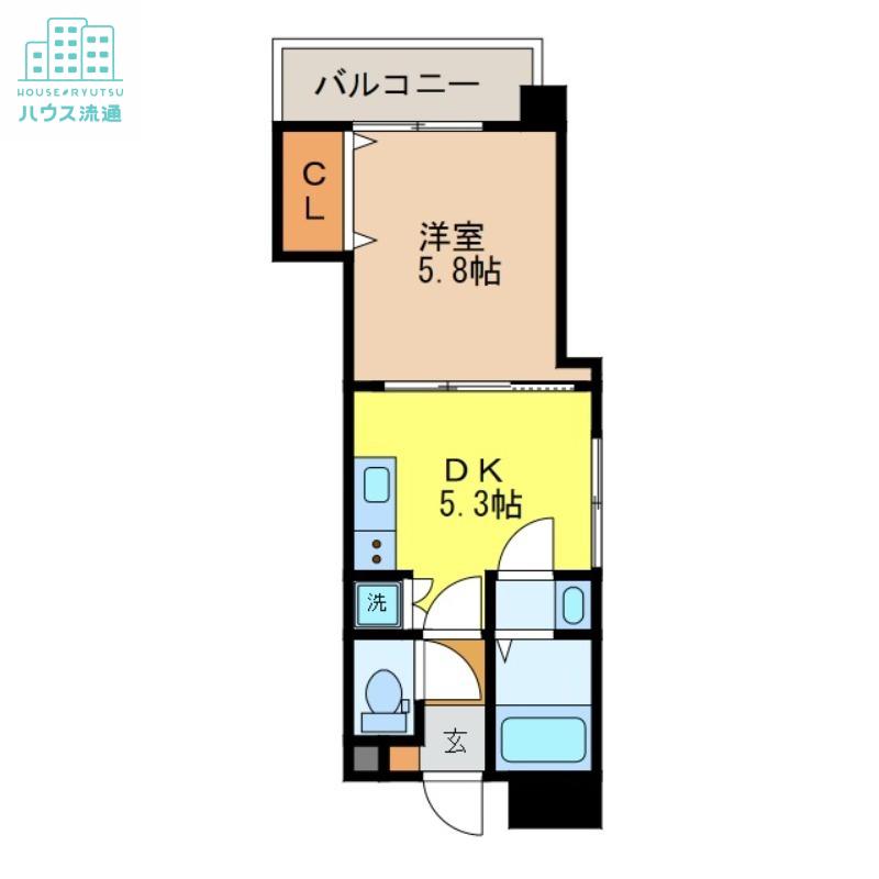 ラフィネ樺島(1DK/3階)の間取り写真