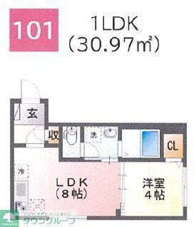 THE BASE 神明(1DK/1階)の間取り写真