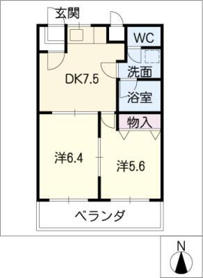 NI-CHE(2DK/3階)の間取り写真