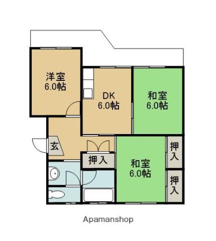 野中コーポ(3DK/1階)の間取り写真
