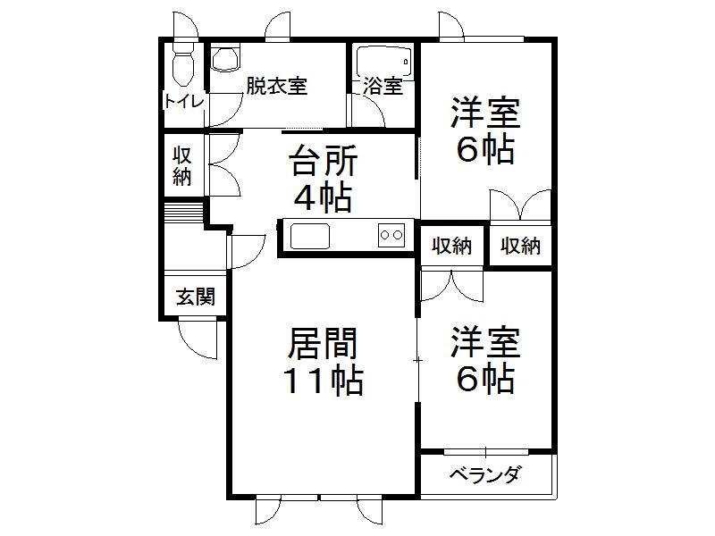 K&Kコーポラス J棟(2LDK/2階)の間取り写真
