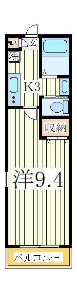 センチュリーオークB(1K/1階)の間取り写真