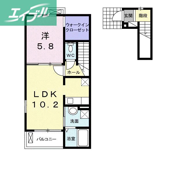 ウェルシュ テリア(1LDK/2階)の間取り写真