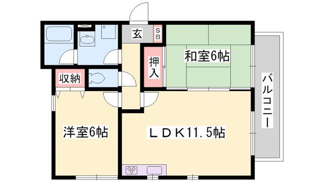 プレベール 木村(2LDK/1階)の間取り写真