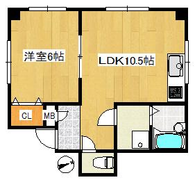 ワコーハイツ(1LDK/4階)の間取り写真