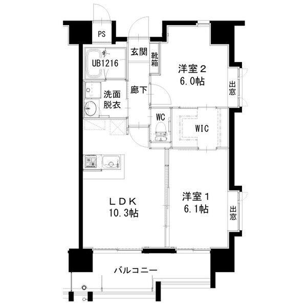 ヒルクレスト片野グランデI(2LDK/2階)の間取り写真