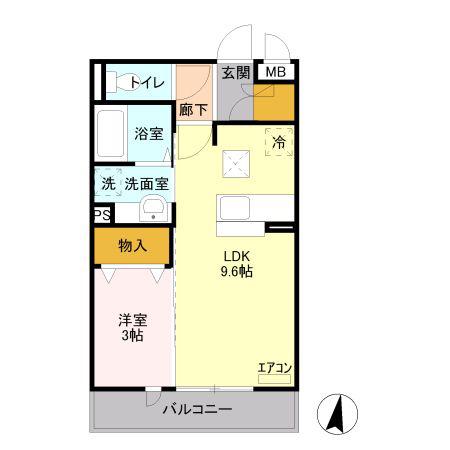 クレストコートA(1LDK/1階)の間取り写真