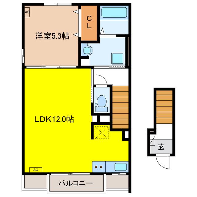 ヴィラ グロリア(1LDK/2階)の間取り写真