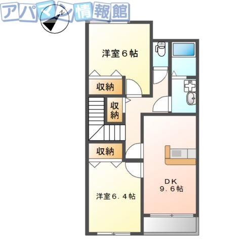 グロン・シーニュ(2DK/2階)の間取り写真