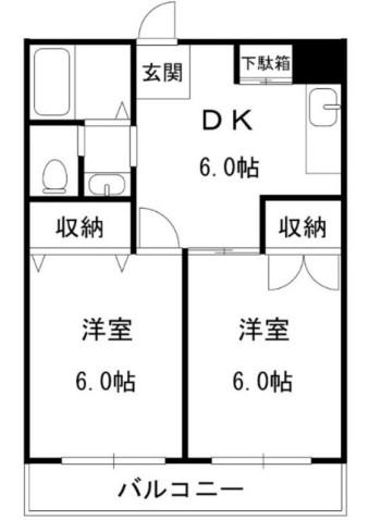 イカリハイツ(2DK/2階)の間取り写真