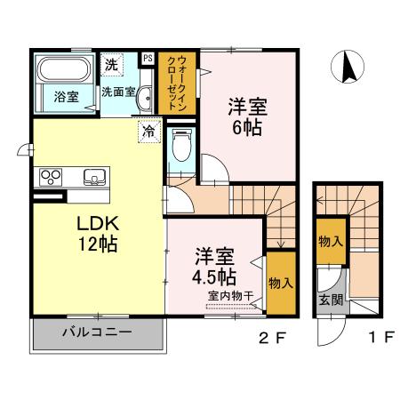 LA・MAISON(2LDK/2階)の間取り写真