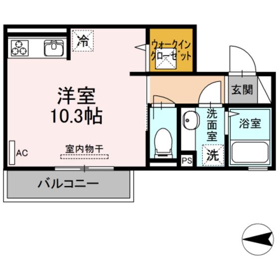 シャルール(ワンルーム/1階)の間取り写真