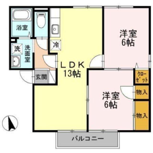 ガーデンスクエア D(2LDK/1階)の間取り写真