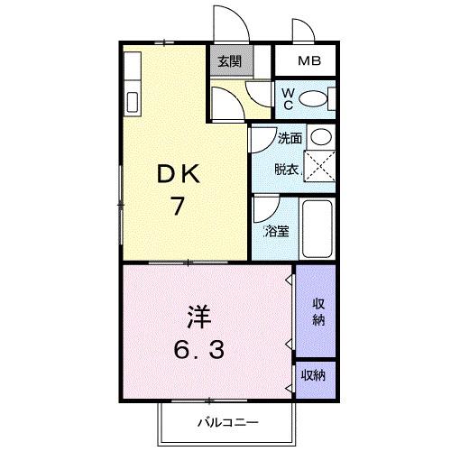 サニ-紫原I(1DK/2階)の間取り写真