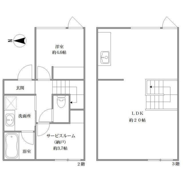VENN(1SLDK/2階)の間取り写真