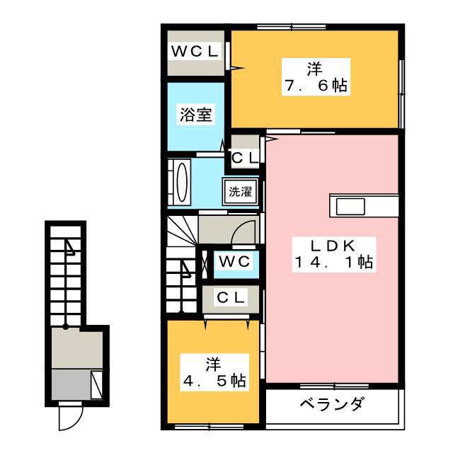 SUNNY VALE A(2LDK/2階)の間取り写真