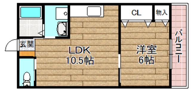 阪急京都線 高槻市駅 徒歩15分 2階建 築60年(1LDK/1階)の間取り写真