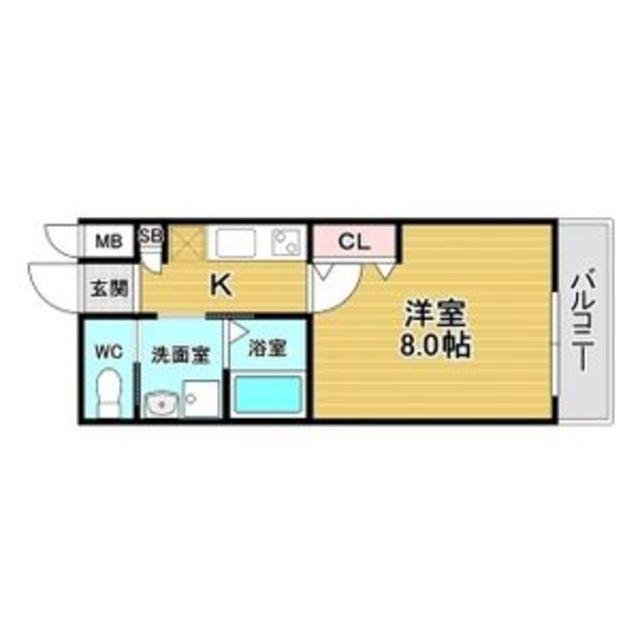 リアコート北田辺II(1K/2階)の間取り写真