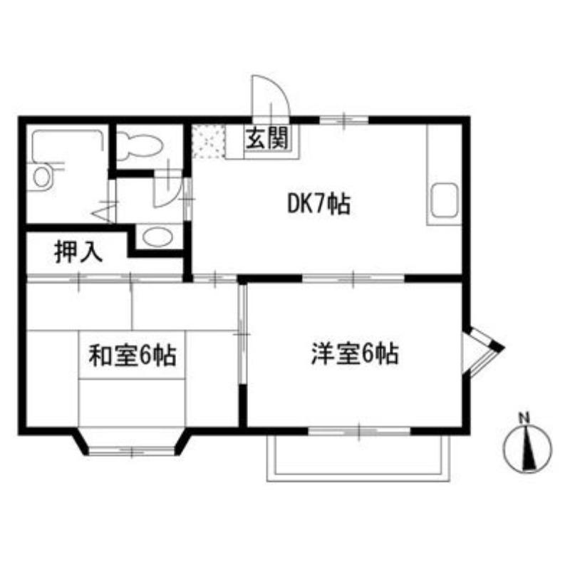落合ハイツ(2DK/1階)の間取り写真