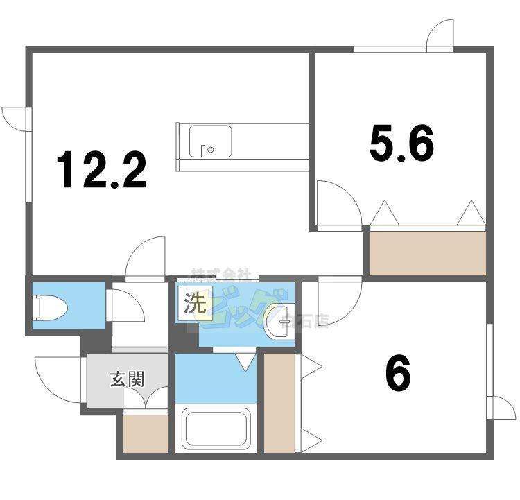 EIE月寒西(2LDK/4階)の間取り写真