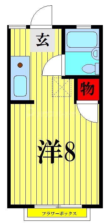 ペガサス東棟(ワンルーム/1階)の間取り写真