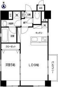 カルロ定禅寺通(1LDK/13階)の間取り写真