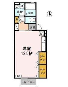 リビングタウン金池 B(ワンルーム/1階)の間取り写真