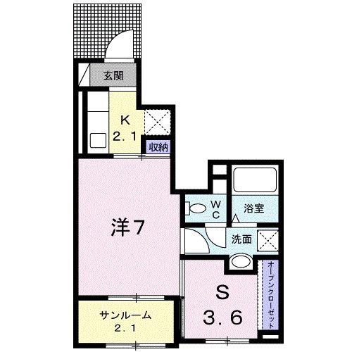 ラ・リベルタ(1SK/1階)の間取り写真