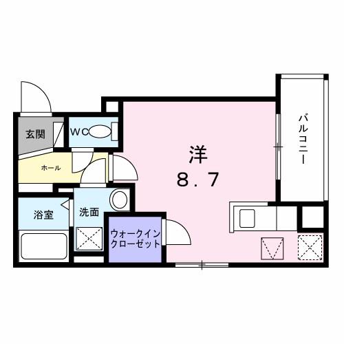 ヒカルサ明石南王子(ワンルーム/1階)の間取り写真