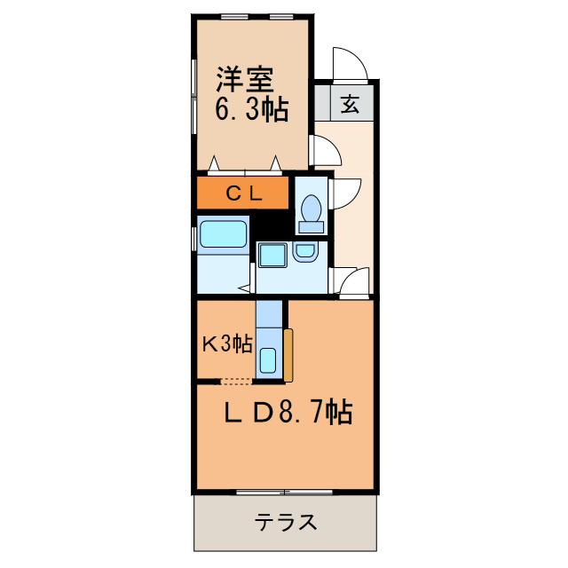 グレースIII(1LDK/1階)の間取り写真