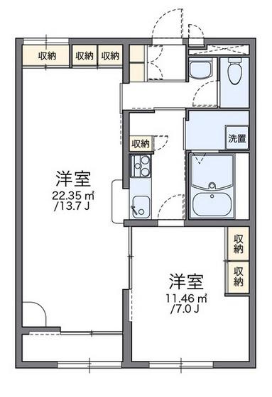 レオパレスTHUBAKI(1LDK/2階)の間取り写真
