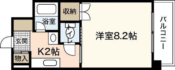 ラードクルーセ(1K/6階)の間取り写真